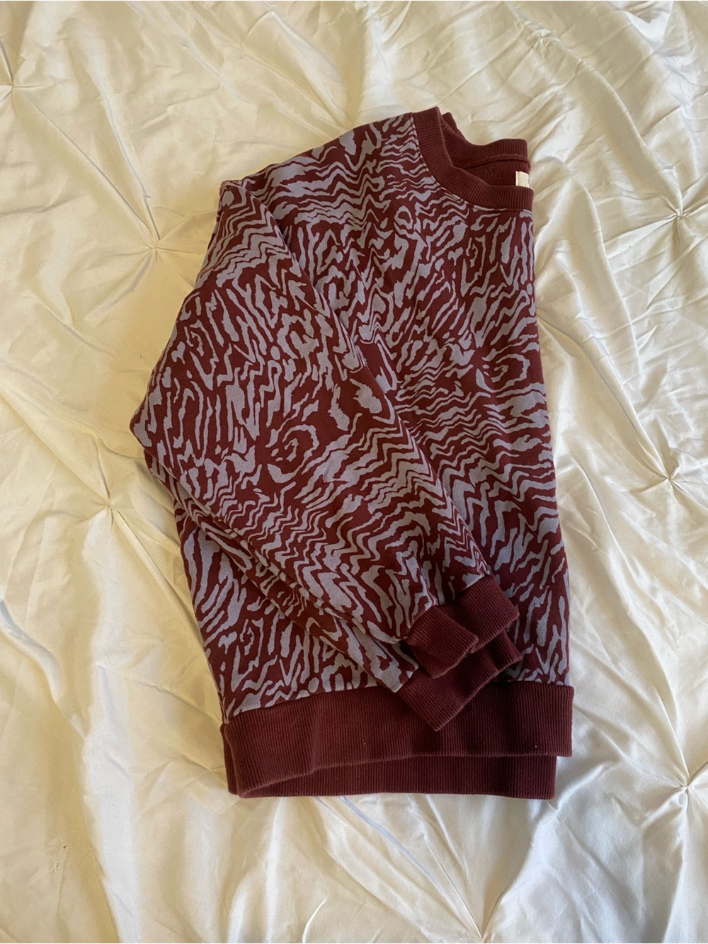 Madewell Maroon and Light Blue Animal-Print Sweatshirt